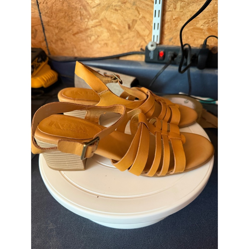 KORKS by Kork-Ease Tan Leather Strappy Gladiator Block Heel Sandals Size 8/39